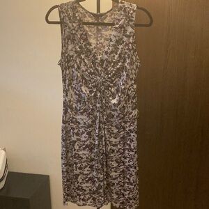 Daisy Fuentes Purple Floral Midi Dress with Twist Front